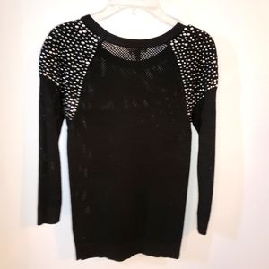 Express Rhinestone Shoulder Knit 3/4 Sleeve Top